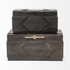 Set of Two Brown Detailed Wooden Boxes