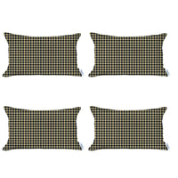 Set of 4 Yellow Houndstooth Lumbar Pillow Covers