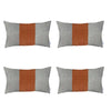 Set of 4 White Faux Leather Lumbar Pillow Covers