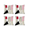 Set of 4 Red and Ivory Printed Pillow Covers