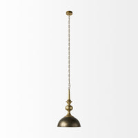Gold Toned Metal Dome Hanging Pendant Light