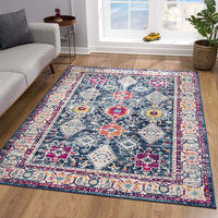 7’ x 10’ Navy Traditional Decorative Area Rug