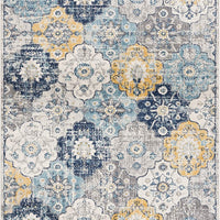 4’ x 6’ Blue Distressed Floral Area Rug