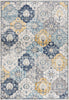 5’ x 8’ Blue Distressed Floral Area Rug