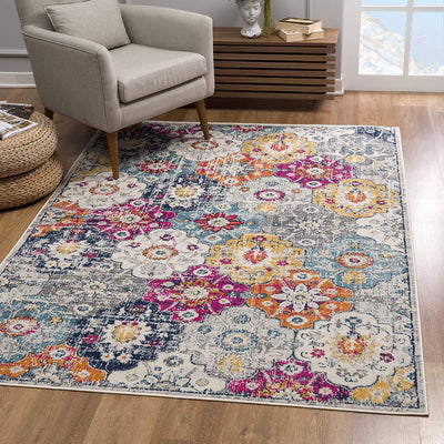 2’ x 4’ Rust Distressed Floral Area Rug