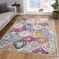 4’ x 6’ Rust Distressed Floral Area Rug