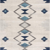 7’ x 10’ Navy and Ivory Tribal Pattern Area Rug