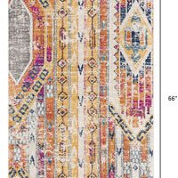 4’ x 6’ Gold and Ivory Distressed Tribal Area Rug