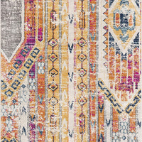 4’ x 6’ Gold and Ivory Distressed Tribal Area Rug