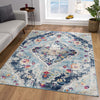 7’ x 10’ Blue Distressed Medallion Area Rug