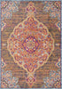 7’ x 10’ Rustic Orange Medallion Area Rug