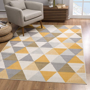 2’ x 4’ Yellow Triangular Lattice Area Rug