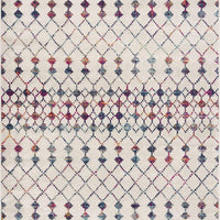 8’ x 11’ White Modern Geometric Grid Area Rug