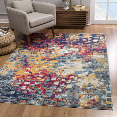 4’ x 6’ Multicolored Abstract Painting Area Rug
