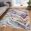 5’ x 8’ Blue and Gold Zebra Pattern Area Rug