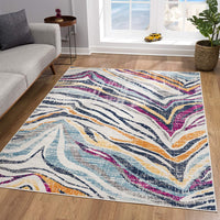 7’ x 10’ Blue and Gold Zebra Pattern Area Rug
