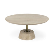 Light Brown Wooden Pedestal Coffee Table