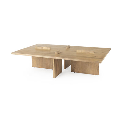 Light Natural Brown Rectangular Wooden Coffee Table