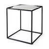 Suspended White Marble Black Metal Geo Side Table