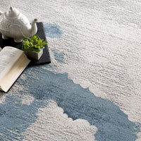 4’ x 6’ Gray and Blue Abstract Clouds Area Rug