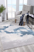 5’ x 8’ Gray and Blue Abstract Clouds Area Rug