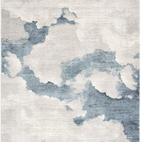 5’ x 8’ Gray and Blue Abstract Clouds Area Rug