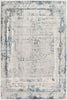 4’ x 6’ Ivory and Blue Abstract Distressed Area Rug