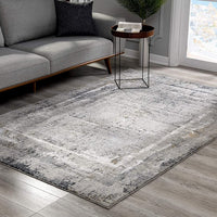 8’ x 11’ Gray and Ivory Abstract Distressed Area Rug