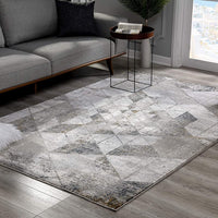 5’ x 8’ Gray and Ivory Abstract Distressed Area Rug