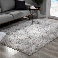 4’ x 6’ Gray and Ivory Abstract Distressed Area Rug