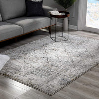 5’ x 8’ Gray and Ivory Abstract Distressed Area Rug