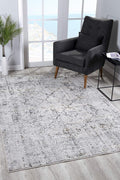 7’ x 10’ Gray and Ivory Abstract Distressed Area Rug