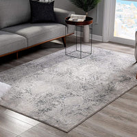 7’ x 10’ Gray and Ivory Abstract Distressed Area Rug
