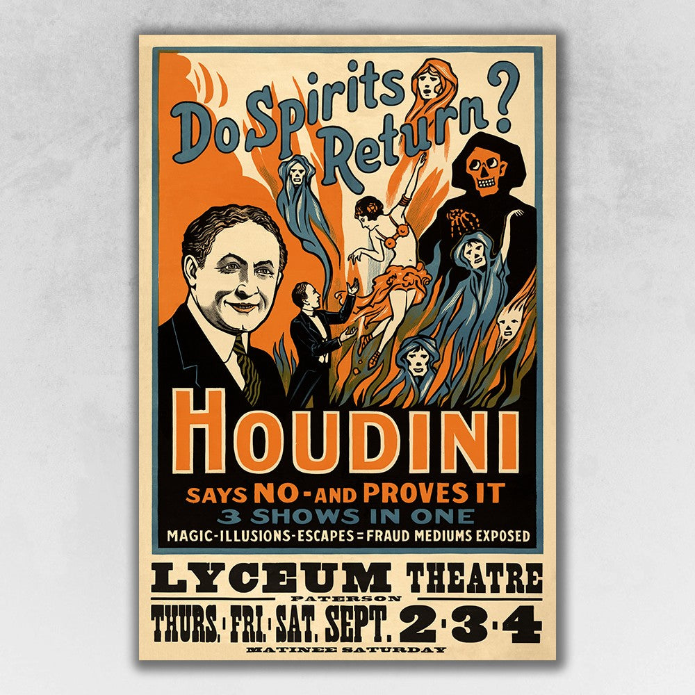 12" x 18" Houdini Spirits Vintage Magic Poster Wall Art