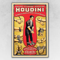 12" x 18" Houdini Handcuff King Vintage Magic Poster Wall Art