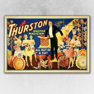 36" x 54" Thurston Out of a Hat Vintage Magic Poster Wall Art