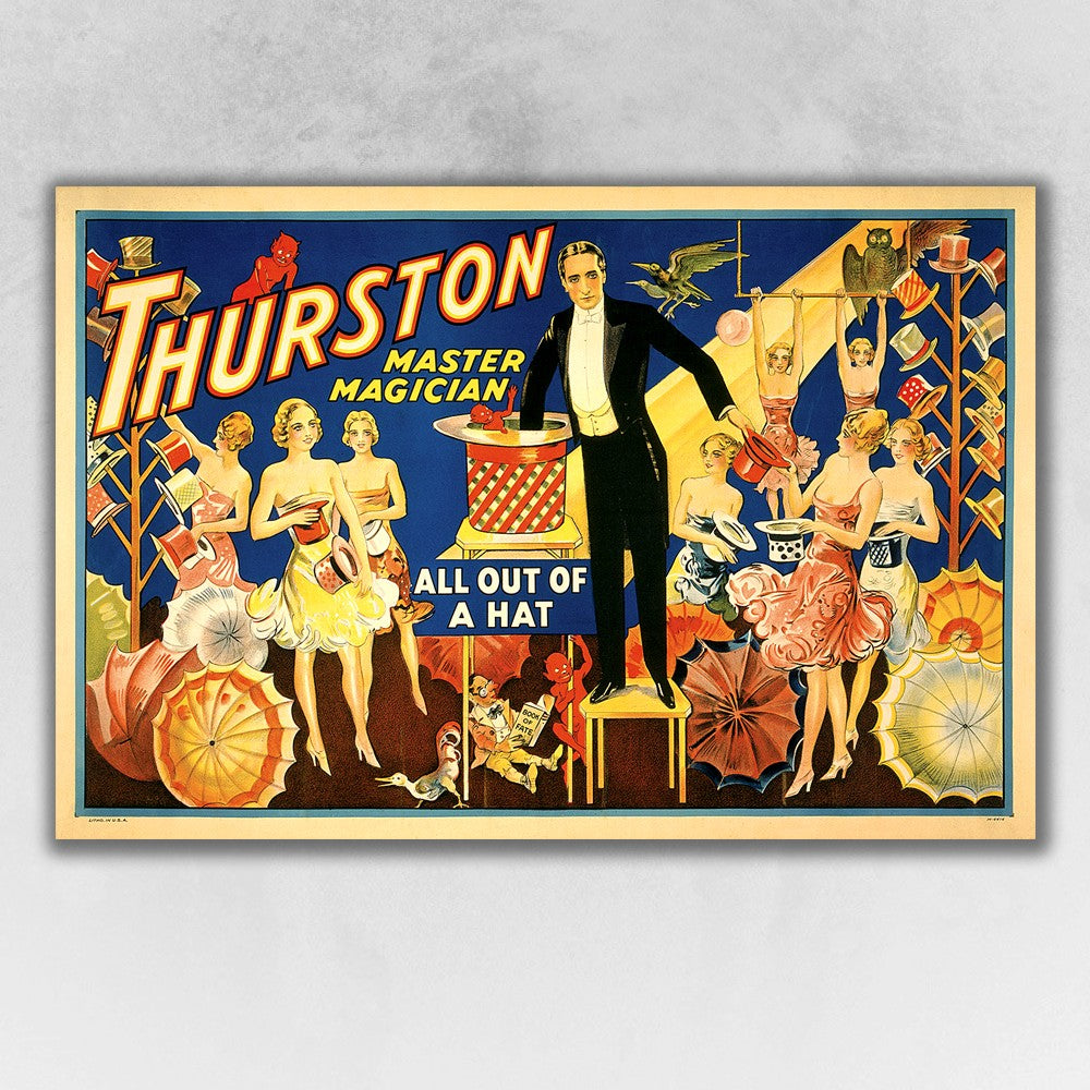 16" x 24" Thurston Out of a Hat Vintage Magic Poster Wall Art