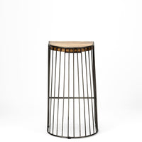 Wood and Metal Wire Design Counter Stool