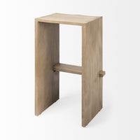 30" Minimal Light Brown Wood Bar Stool