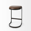 Brown Leather C Shape Metal Counter Stool