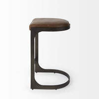 Brown Leather C Shape Metal Counter Stool