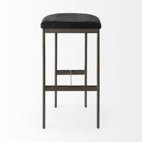 Black Leather Bar Stool with Gold Metal Frame