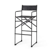 Black Leather Director's Chair Bar Stool