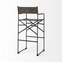 Espresso Leather Director's Chair Bar Stool