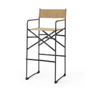 Tan Leather Director's Chair Bar Stool