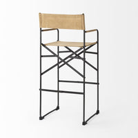 Tan Leather Director's Chair Bar Stool