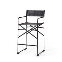 Black Leather Director's Chair Counter Stool