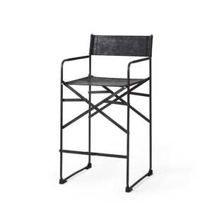 Black Leather Director's Chair Counter Stool