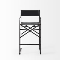 Black Leather Director's Chair Counter Stool