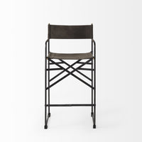 Espresso Leather Director's Chair Counter Stool